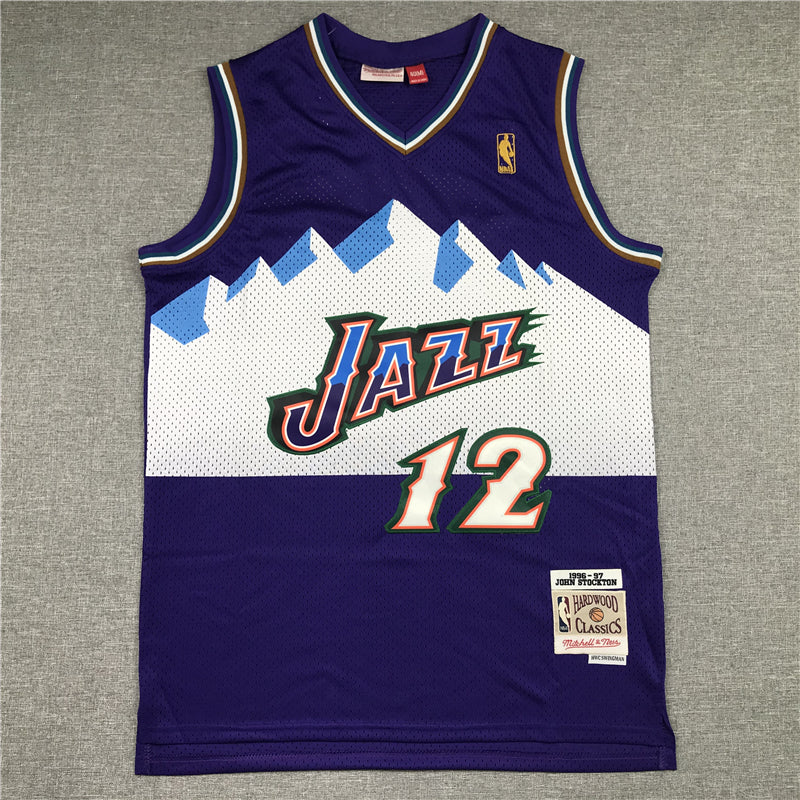 NBA Utah Jazz Retro 1996-1997 John Stockton (White / Purple)