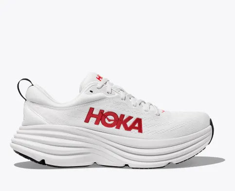 HOKA Bondi 8 White Vermillion