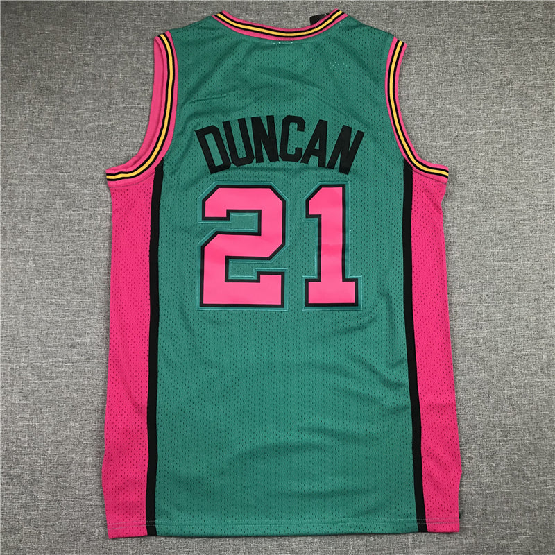 NBA Sun Antonio Spurs Tim Duncan Retro 1998 (Black, Green, Blue Camo)