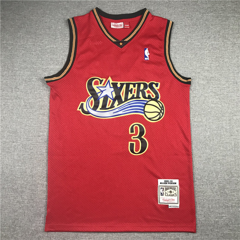 NBA Philadelphia 76ers Allen Iverson Red & Gold Retro 1999-2000