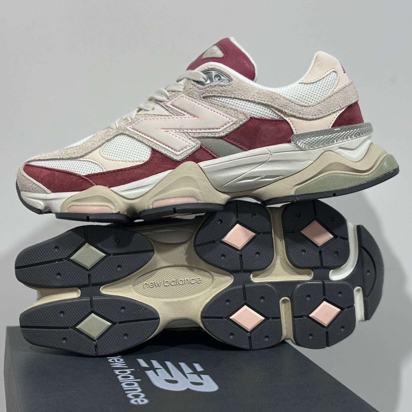 New Balance "9060 White & Wine Red"