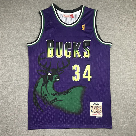 NBA Milwaukee Bucks Ray Allen 1997 Retro Purple