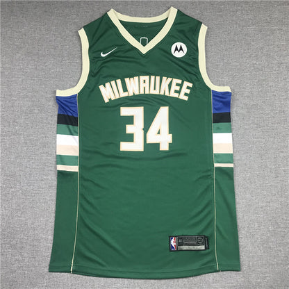 NBA Milwaukee Bucks Giannis Antetokounmpo (Home -White, Away -Green, 2021 Finals -Black (Stripes In Middle), 3rd Kit -Black (Stripes In Sides), City Edition -Blue)