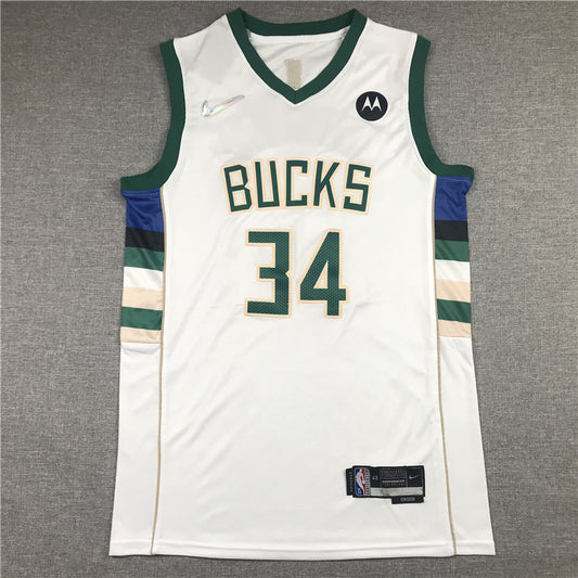 NBA Milwaukee Bucks Giannis Antetokounmpo (Home -White, Away -Green, 2021 Finals -Black (Stripes In Middle), 3rd Kit -Black (Stripes In Sides), City Edition -Blue)
