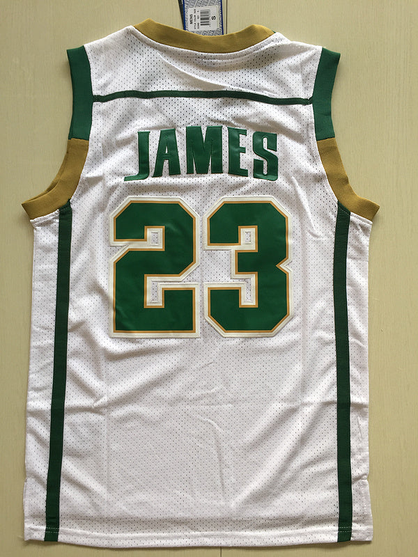 NBA Retro Lebron James High School Kit 2003 (White, Gold) Super Limited