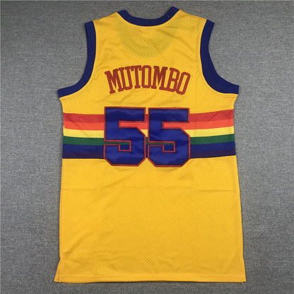 NBA Denver Nuggets Dikembe Mutombo Retro 1991-1992 (White, Blue, Yellow)