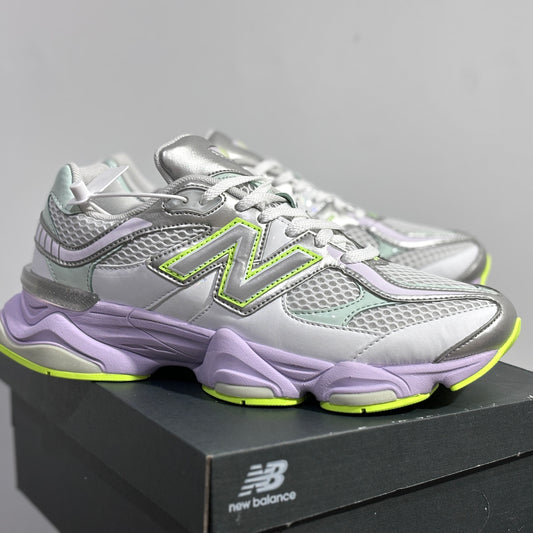 New Balance "9060 Silver Purple & fluorescent Green"